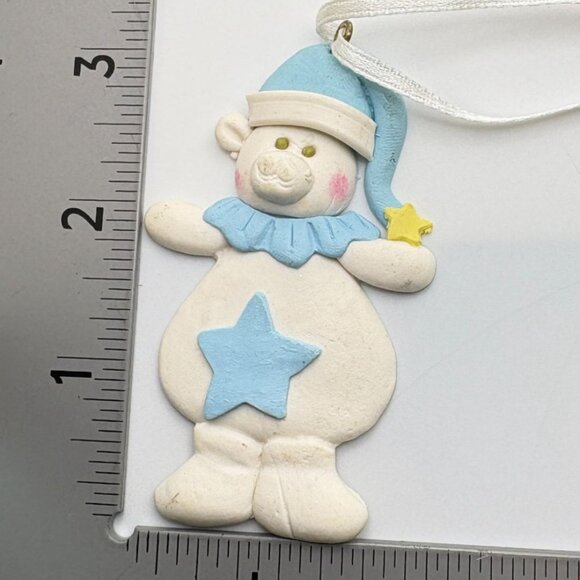 Vintage Sleepy Polar Bear Christmas Tree Ornament With Star Design - Picture 3 of 6